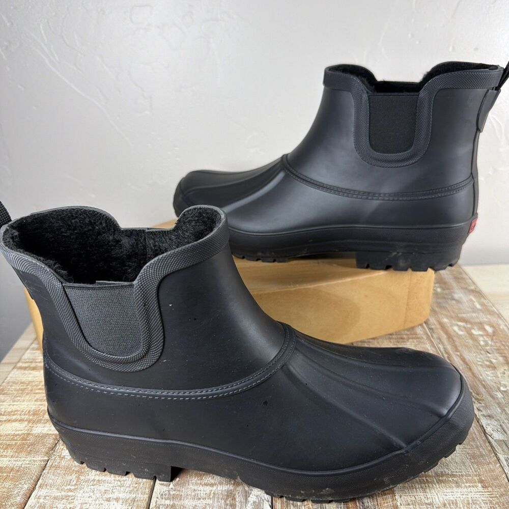 Schools Black Fleece Lined Rain Boots Women’s Size 10